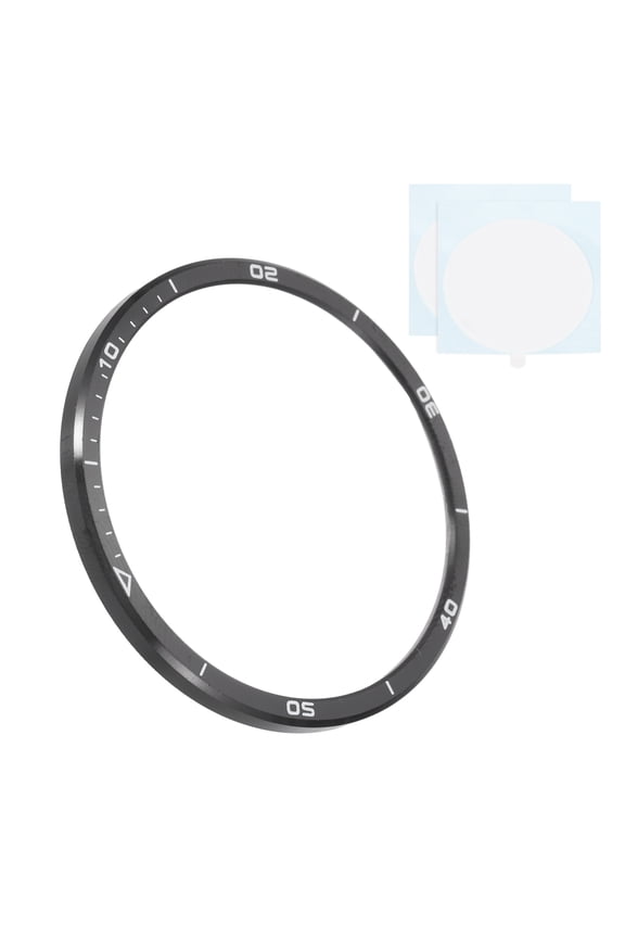 Watch Bezel Insert 43mm, Stainless Steel Watch Bezel Ring Adhesive Anti Scratch Cover Amoled Display Black/White