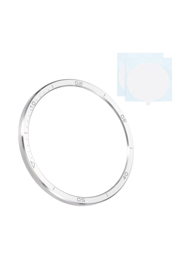 Watch Bezel Insert 43mm, Stainless Steel Watch Bezel Ring Adhesive Anti Scratch Cover Amoled Display Silver/Gray