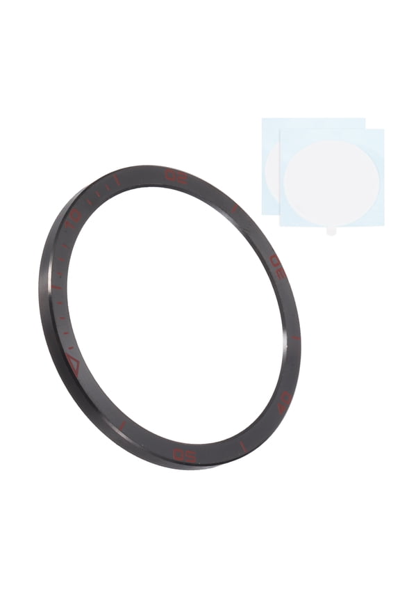 Watch Bezel Insert 47mm, Stainless Steel Watch Bezel Ring Adhesive Anti Scratch Cover Amoled Display Black/Red