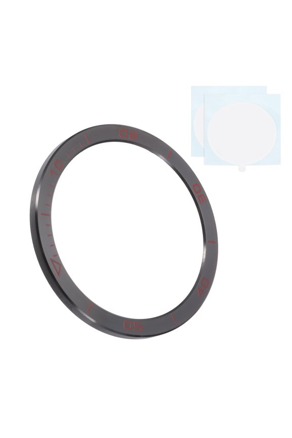 Watch Bezel Insert 51mm, Stainless Steel Watch Bezel Ring Adhesive Cover Anti Scratch Cover Solar Black/Red