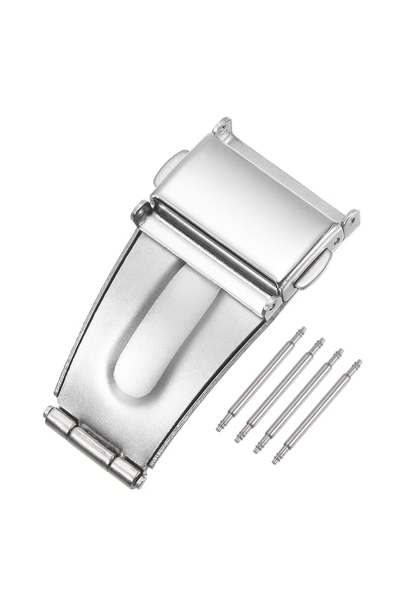 Watch Deployment Clasp Push Button Buckle 18mm Width Stainless Steel Uxcell Watchband Extender Silver Tone