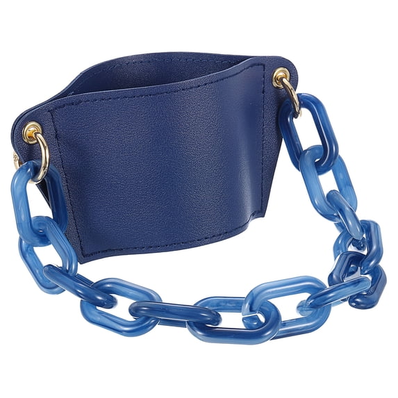 Uxcell Water Bottle Carrier Holder with Acrylic Strap PU Leather Tumbler Holder Coffee Cup Holder Sleeve Bag Blue