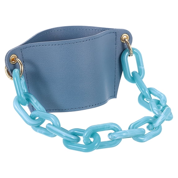 Uxcell Water Bottle Carrier Holder with Acrylic Strap PU Leather Tumbler Holder Coffee Cup Holder Sleeve Bag Light Blue
