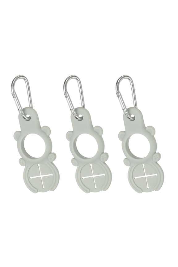 Water Bottle Clip, Silicone Water Bottle Carrier Hanging Buckle Clip Bear Shape Keychain Bottles Holder with Towel Loop for Outdoor Camping Hiking Traveling (3 Pack, Gray)
