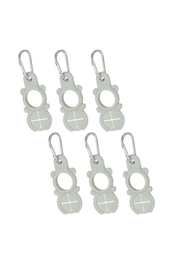 Water Bottle Clip, Silicone Water Bottle Carrier Hanging Buckle Clip Bear Shape Keychain Bottles Holder with Towel Loop for Outdoor Camping Hiking Traveling (6 Pack, Gray)