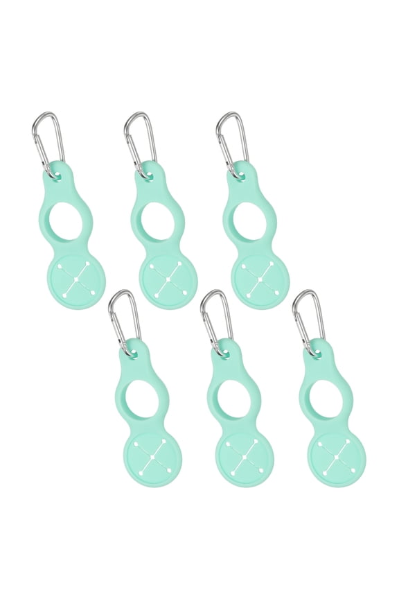 Water Bottle Clip, Silicone Water Bottle Carrier Hanging Buckle Clip Keychain Bottles Holder with Towel Loop for Outdoor Camping Hiking Traveling (6 Pack, Green)
