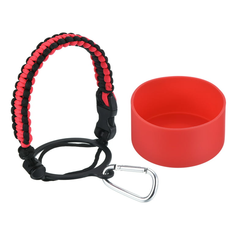 Uxcell Water Bottle Holder, Paracord Handle Strap Carrier Red, Black