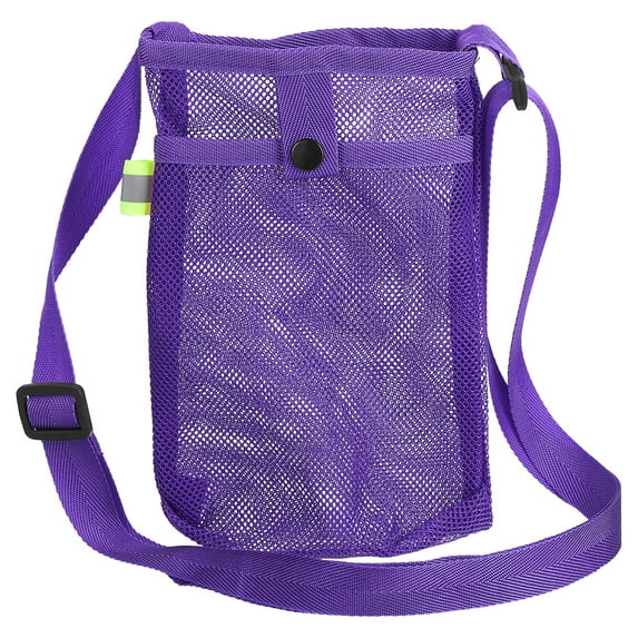 Uxcell Water Bottle Holder with Adjustable Shoulder Strap Mesh Water Bottle Carrier, Purple