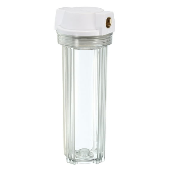 Uxcell Water Filter Housing 10" Whole House Filtration System 1/2 Inch Inlet/Outlet Gold Port for Kitchen Clear