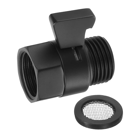 Uxcell Water Flow Control Valve Shower Head Shut Off Valve Brass Water Pressure Regulator Black G1/2" 1 Pcs