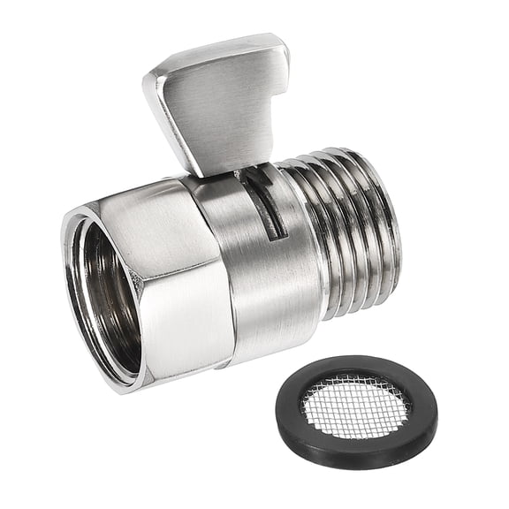 Uxcell Water Flow Control Valve Shower Head Shut Off Valve Brass Water Pressure Regulator Nickel G1/2" 1 Pcs