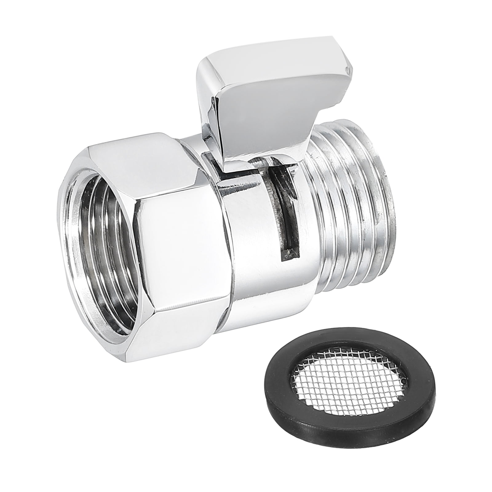 Uxcell Water Flow Control Valve – G1/2" Brass Shower Shut-Off, Adjustable Water Pressure Regulator, For Shower Head, Bidet Spray, Or Handheld (Nickel)