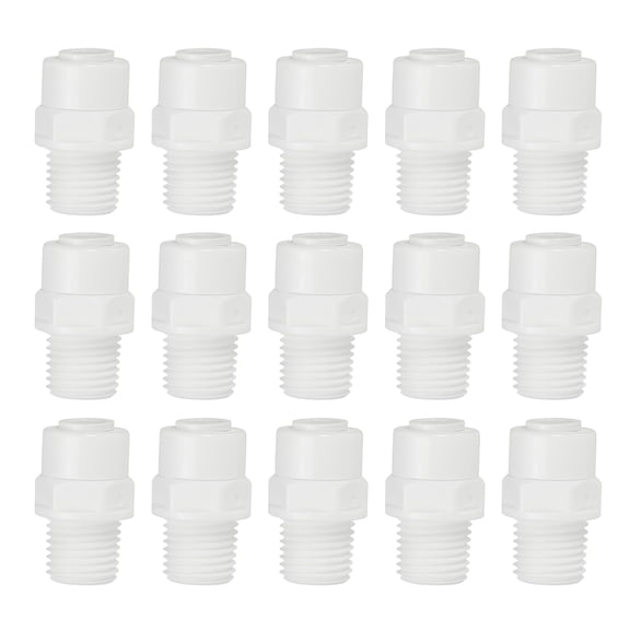 Uxcell 15Pcs Water Purifier Elbow Quick Connector 1/4" NPT Male x 1/4" OD Tube White
