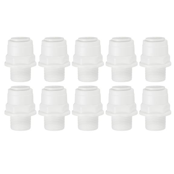 Uxcell Water Purifier Straight Quick Connector 3/8" NPT Male x 3/8" OD Tube, White 10 Pcs
