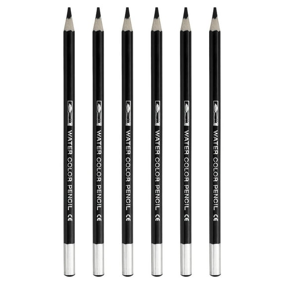 Uxcell Watercolor Pencil for Blending, Coloring, Sketch Drawing, Painting, 6Pcs, Black