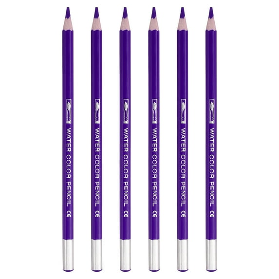 Uxcell Watercolor Pencil for Blending, Coloring, Sketch Drawing, Painting, 6Pcs, Purple