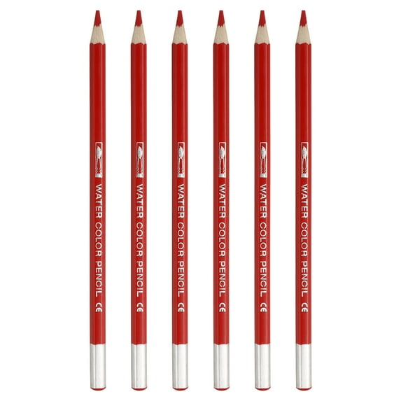 Uxcell Watercolor Pencil for Blending, Coloring, Sketch Drawing, Painting, 6Pcs, Red