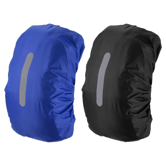 Uxcell Waterproof Backpack Rain Cover, Non-Slip Backpack Cover with Vertical Reflective Strap Stay Dry Black/Blue M(40-50L)