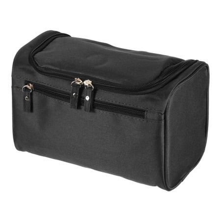 Uxcell Waterproof Canvas Hanging Toiletry Bag Makeup Pouch with Strap Hook Zipper, Black
