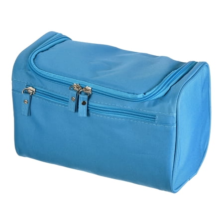 Uxcell Waterproof Canvas Hanging Toiletry Bag Makeup Pouch with Strap Hook Zipper, Lake Blue