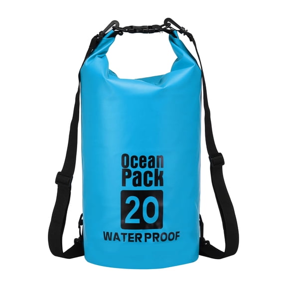 Uxcell Waterproof Dry Bag, 20L Water Proof Bags Lightweight Dry Storage Floating Backpack with Whistle (1 Pack, Lake Blue)
