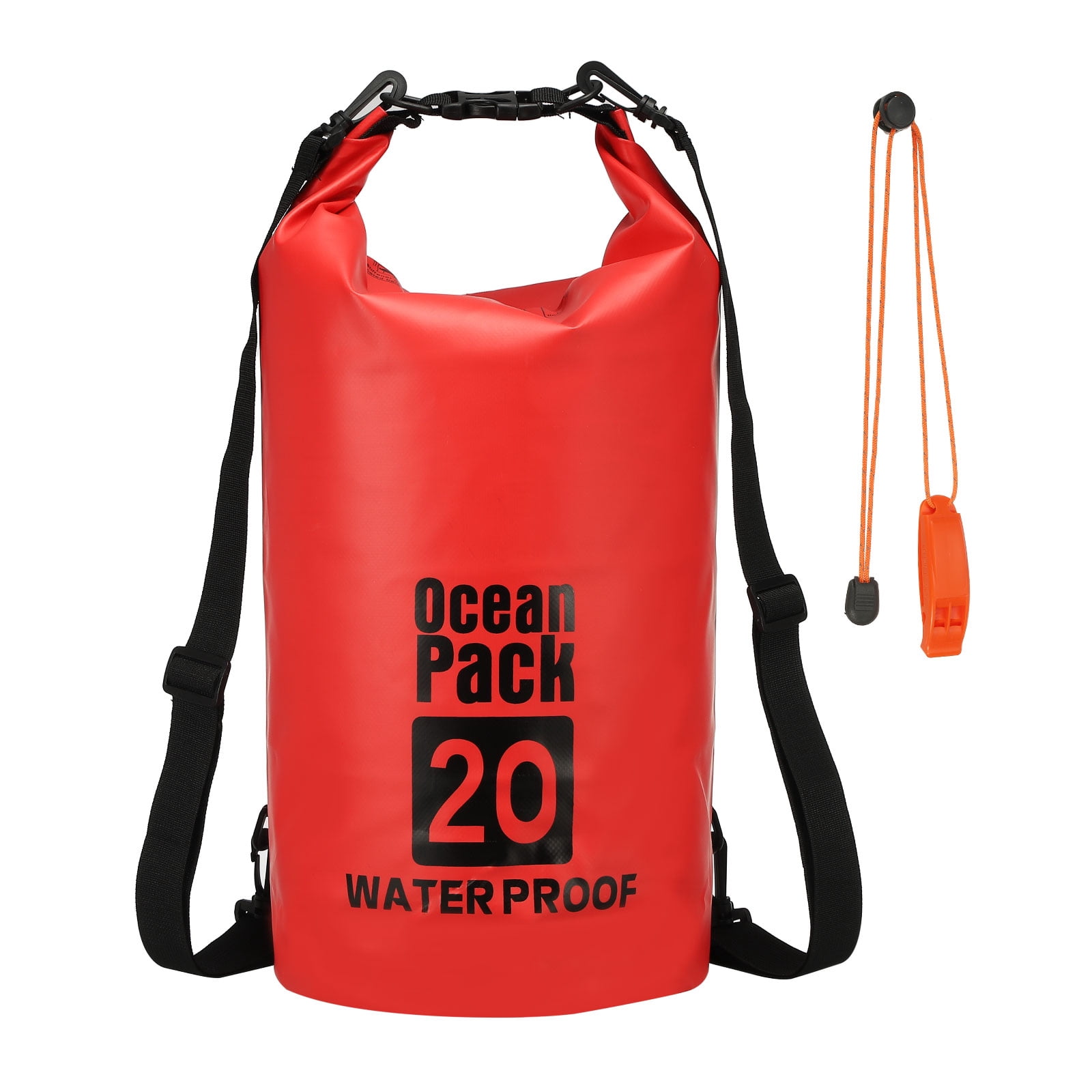 Uxcell Waterproof Dry Bag, 20L Water Proof Bags Lightweight Dry Storage Floating Backpack with Whistle (1 Pack, Red)