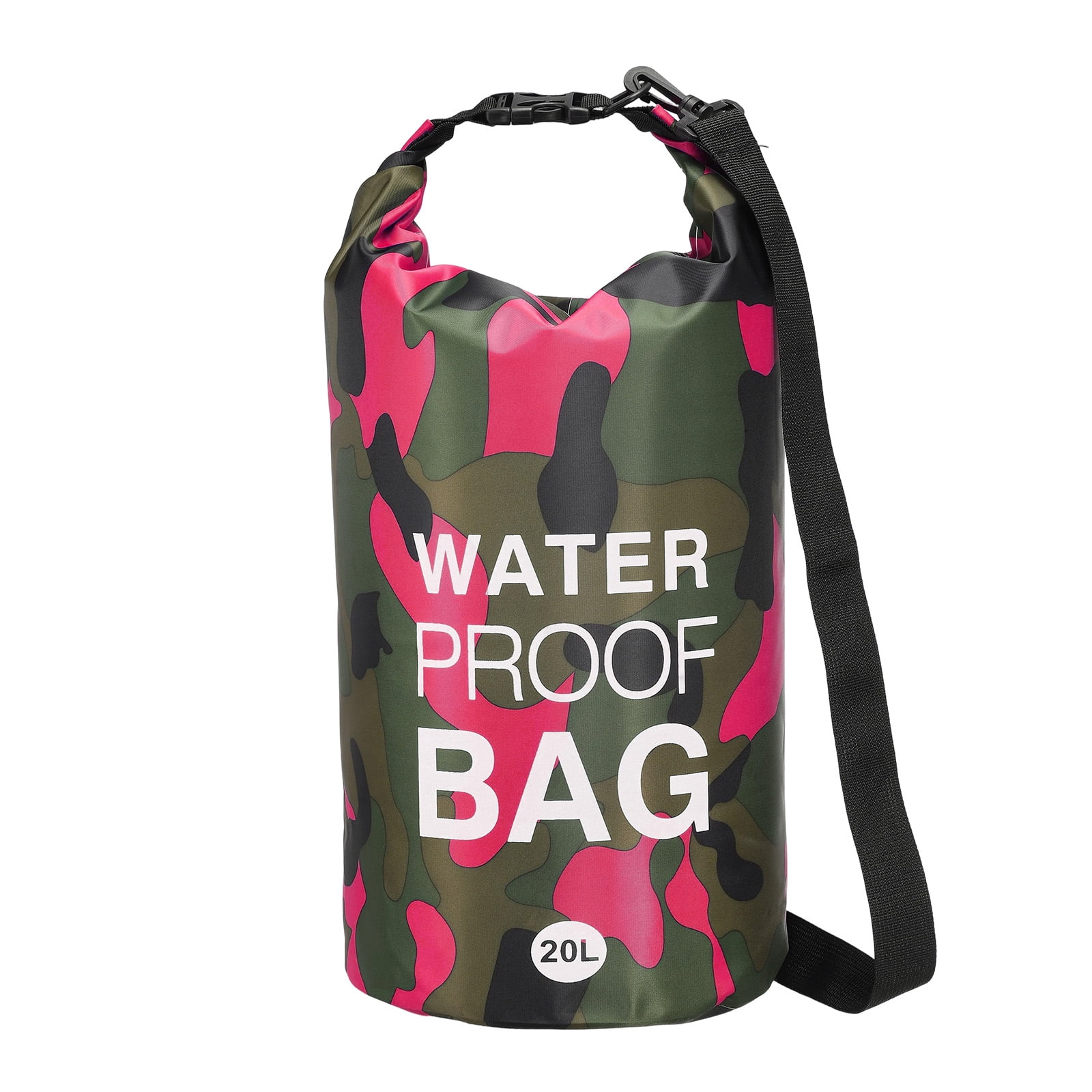 Uxcell Waterproof Dry Bag, 20L Water Proof Bags Lightweight Dry Storage Floating Backpack with Whistle (1 Pack, Rose Red Camouflage)