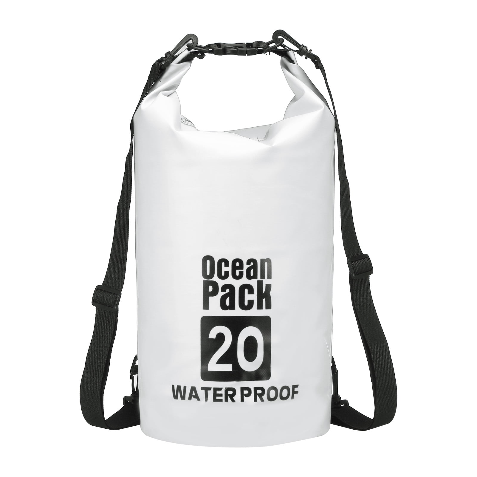Uxcell Waterproof Dry Bag, 20L Water Proof Bags Lightweight Dry Storage Floating Backpack with Whistle (1 Pack, White)