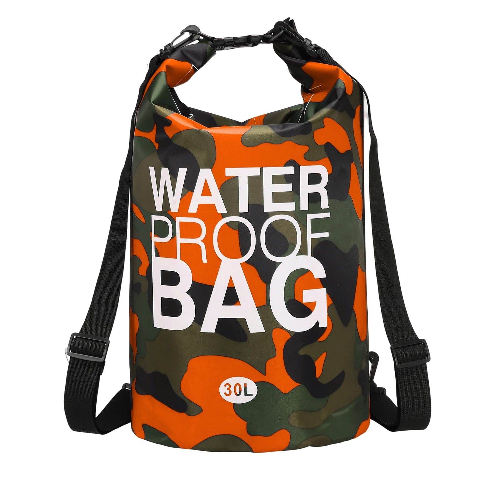 Uxcell Waterproof Dry Bag, 30L Water Proof Bags Lightweight Dry Storage Floating Backpack with Whistle (1 Pack, Orange Camouflage)