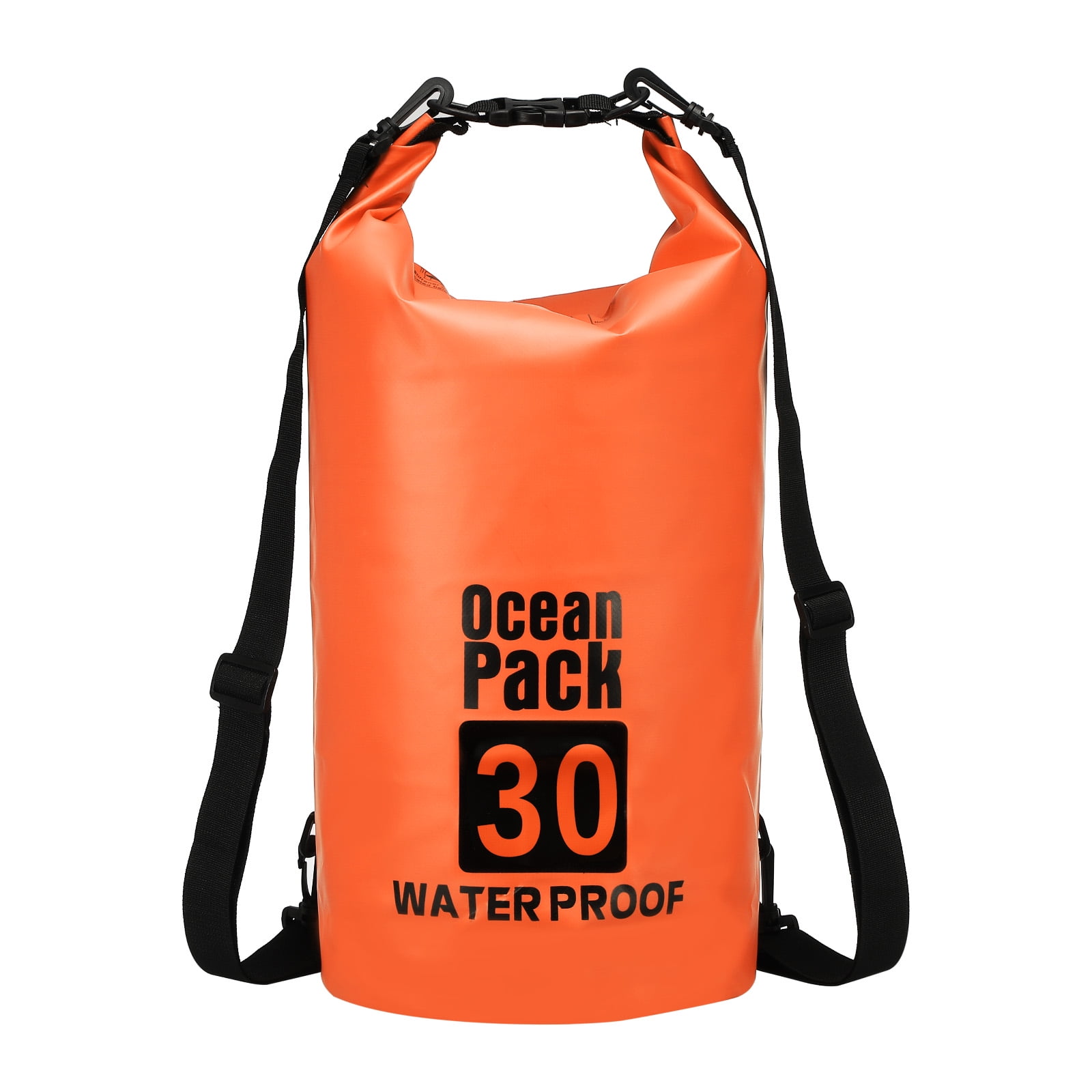 Uxcell Waterproof Dry Bag, 30L Water Proof Bags Lightweight Dry Storage Floating Backpack with Whistle (1 Pack, Orange)