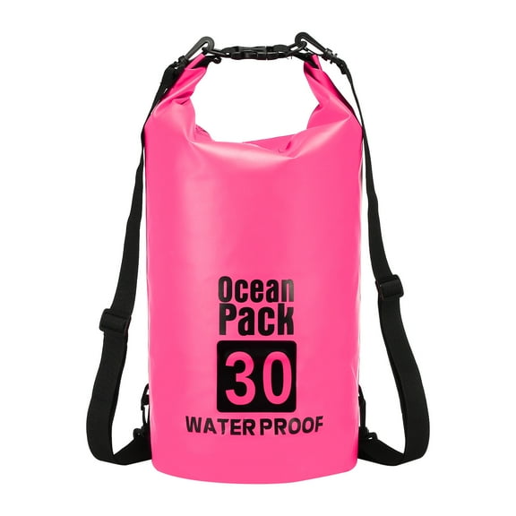 Uxcell Waterproof Dry Bag, 30L Water Proof Bags Lightweight Dry Storage Floating Backpack with Whistle (1 Pack, Rose Red)