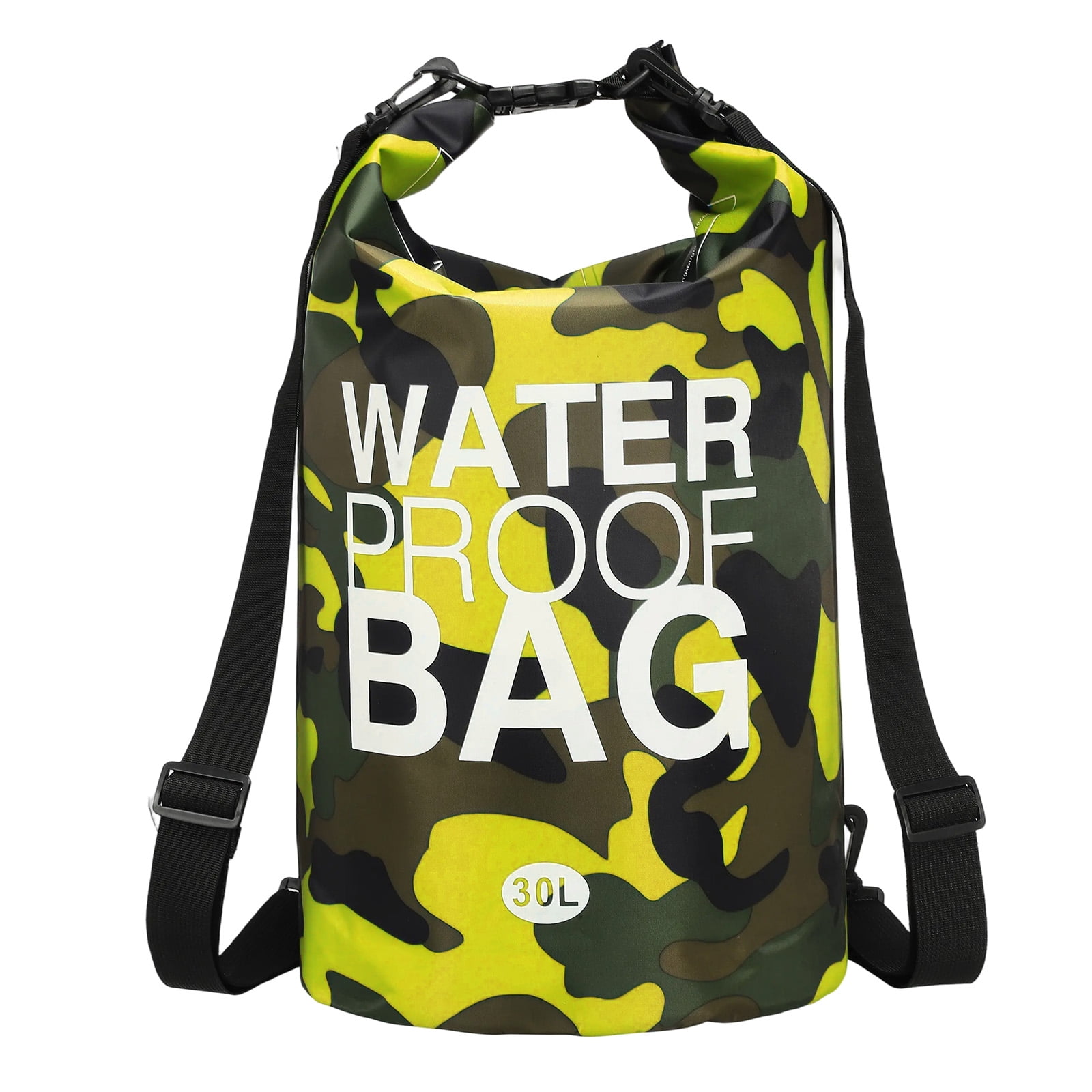 Uxcell Waterproof Dry Bag, 30L Water Proof Bags Lightweight Dry Storage Floating Backpack with Whistle (1 Pack, Yellow Camouflage)