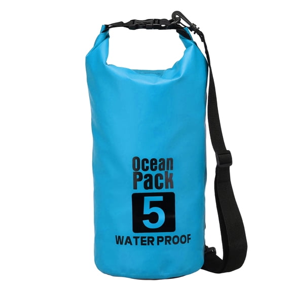 Uxcell Waterproof Dry Bag, 5L Water Proof Bags Lightweight Dry Storage Floating Backpack with Whistle (1 Pack, Lake Blue)
