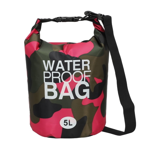 Uxcell Waterproof Dry Bag, 5L Water Proof Bags Lightweight Dry Storage Floating Backpack with Whistle (1 Pack, Rose Red Camouflage)