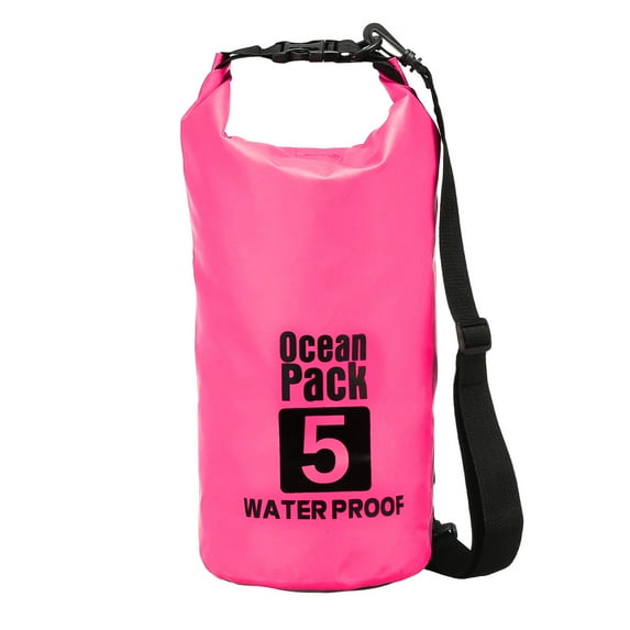 Uxcell Waterproof Dry Bag, Water Proof Bags with Whistle Rose Red 5L