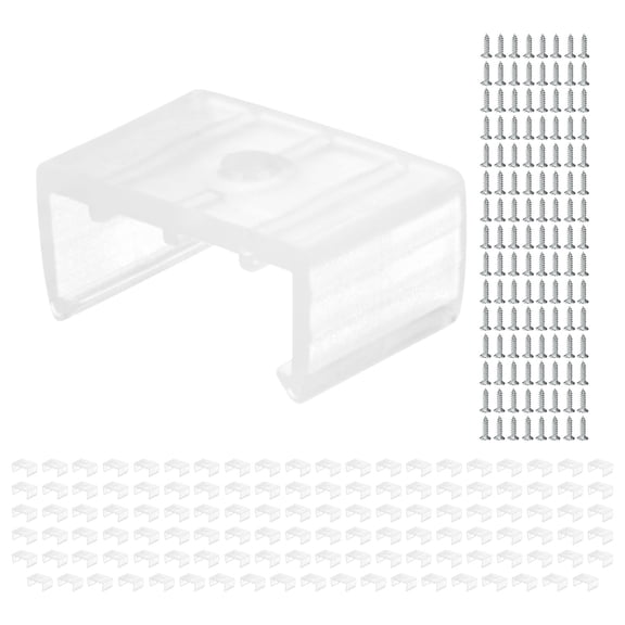 Uxcell Waterproof LED Strip Light Clips [120pcs] - Mounting Clips with Screws For 18x20mm LED Neon Flexible Strip Lighting, Neon Signs DIY - [Transparent - 0.59 IN]