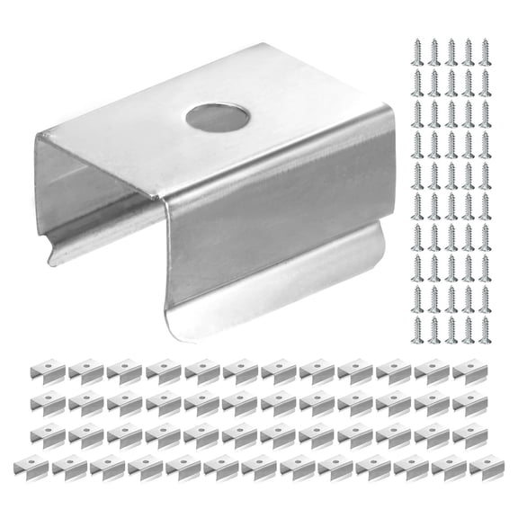 Uxcell Waterproof LED Strip Light Clips [50pcs] - Mounting Clips with Screws For 12x13mm LED Neon Flexible Strip Lighting, Neon Signs DIY - [Silver - 0.8 IN]