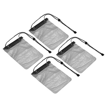 Unique Bargains Waterproof Phone Pouch Bag Clear Phone Dry Bag Protection Cover Bag Black 4 Pack