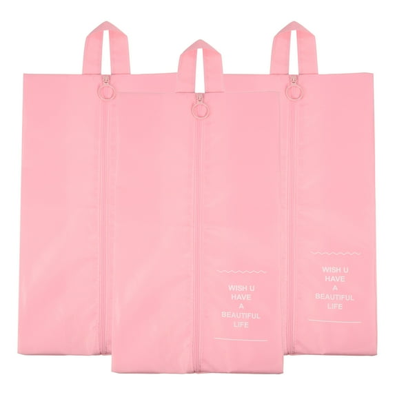 Uxcell Waterproof Shoes Bags, Travel Storage Bag Shoes Organizer with Zipper, 3 Pack Pink