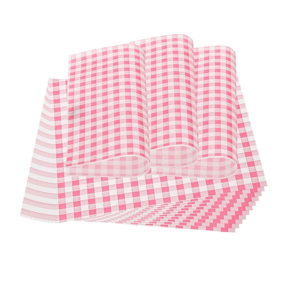 Uxcell Wax Paper Sheets for Food Grease Resistant Sandwich Wrapping Paper Checkered Pink White 7.09'' x 7.09''