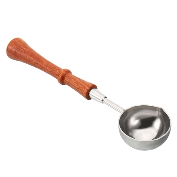 Uxcell Wax Seal Spoon, Wax Sealing Melting Spoon Brass Vintage Wooden Handle for Wax Seal, Silver Slim