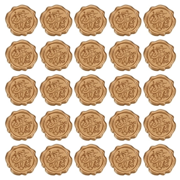 Uxcell Wax Seal Stickers, 25 Pcs Embossed Self Adhesive For You Sticker, Retro Gold