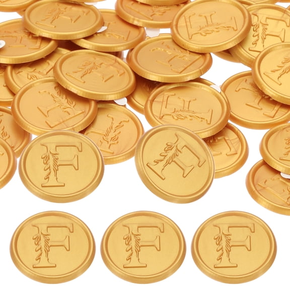 Uxcell Wax Seal Stickers Gold Tone, 50pcs Envelope Sealing Adhesive Backing Letter F