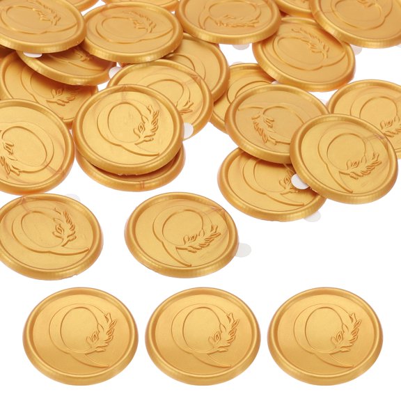 Uxcell Wax Seal Stickers Gold Tone, 50pcs Envelope Sealing Adhesive Backing Letter Q