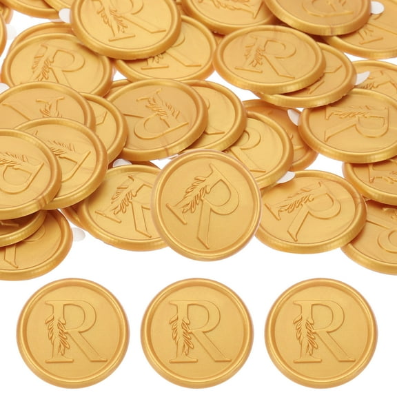 Uxcell Wax Seal Stickers Gold Tone, 50pcs Envelope Sealing Adhesive Backing Letter R