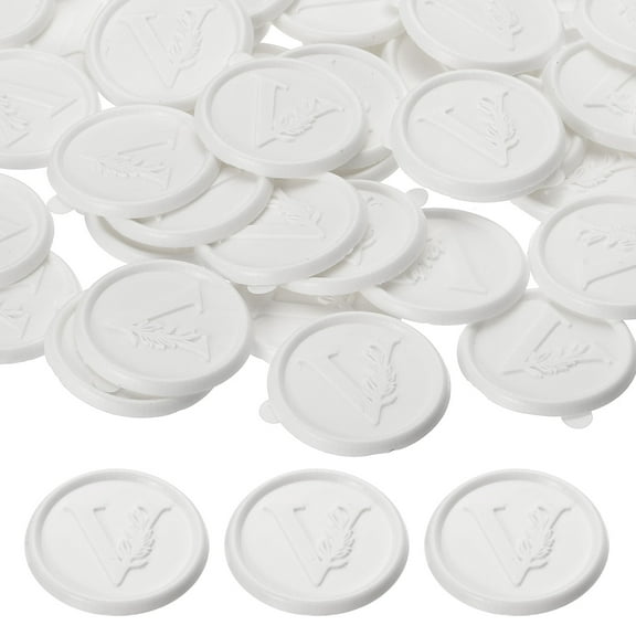 Uxcell Wax Seal Stickers White, 50pcs Envelope Sealing Adhesive Backing Letter V