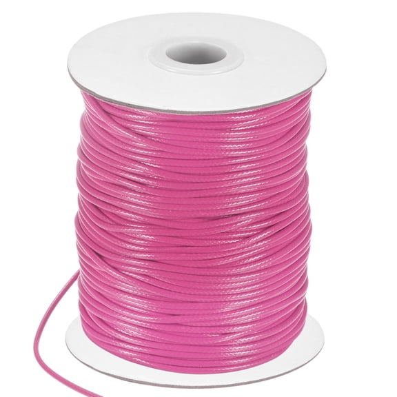 Uxcell Waxed Polyester Cord, 87 Yards 2mm Waxed Beading String for Jewelry Making/DIY Handmade Crafts [Dark Pink]