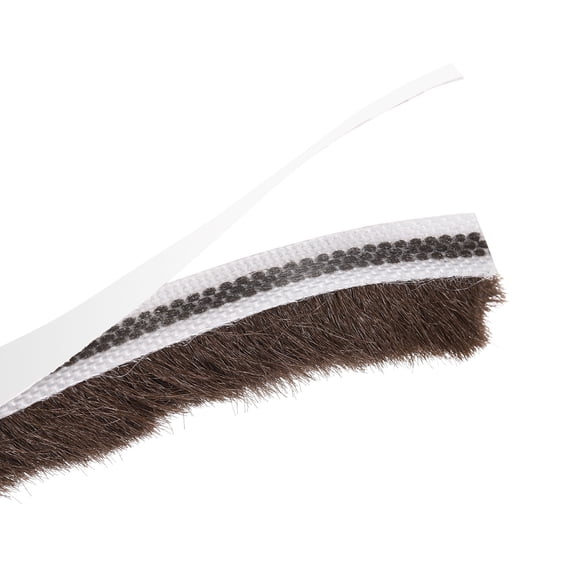 Uxcell Weather Stripping Brush, 65ft l x 0.28" W x 0.47" H Self-Adhesive Seal Weatherstrip Sweep Brush Brown for Door Window
