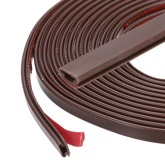 Uxcell Weather Stripping Seal Strip 16.4ft x 0.39" - 2 Pack D-Shape Self-Adhesive Soundproofing Windproof Rubber Door Seal Strip Fits 2-3mm Gap for Doors Windows Frame Gap Blocker, Brown
