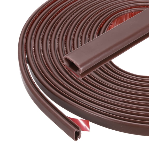 Uxcell Weather Stripping Seal Strip 16.4ft x 0.39" - 2 Pack D-Shape Self-Adhesive Soundproofing Windproof Rubber Door Seal Strip Fits 4-5.5mm Gap for Doors Windows Frame Gap Blocker, Brown